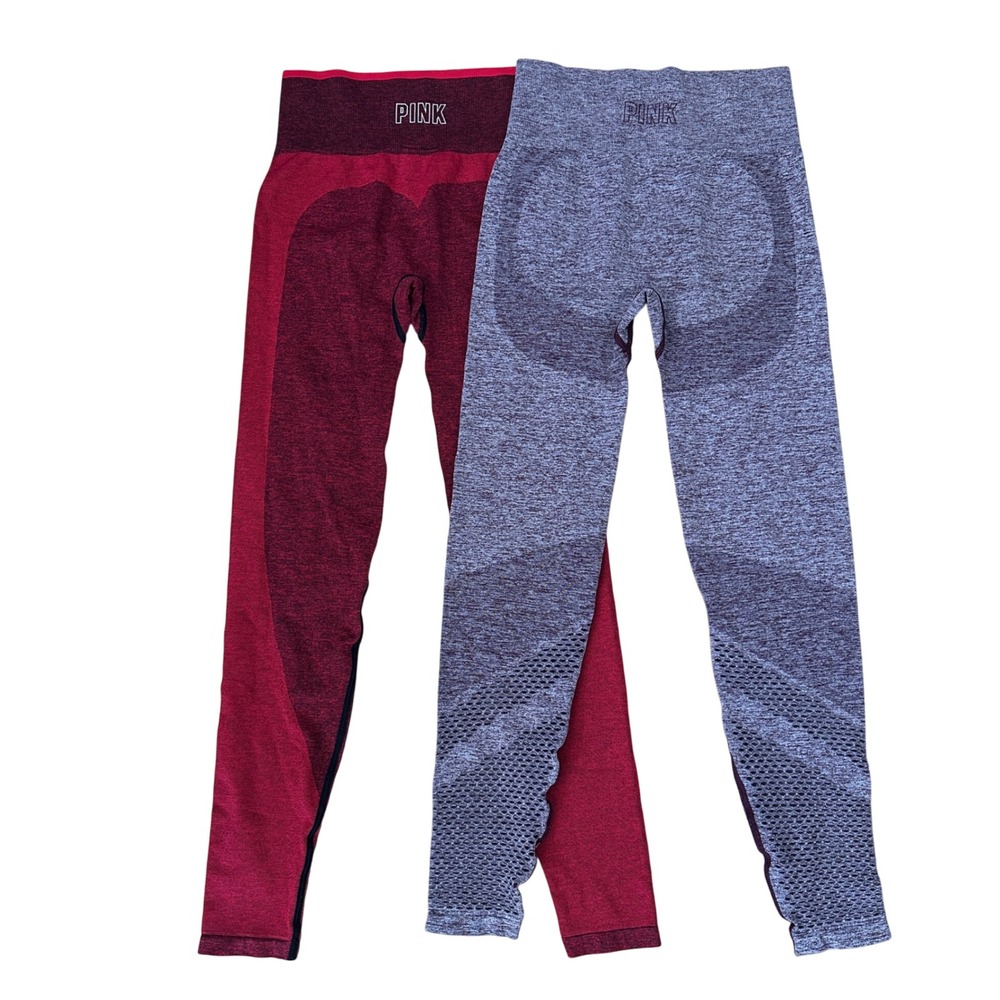 Bundle Victoria's‎ Secret PINK Seamless High Waisted Workout Leggings Small Red